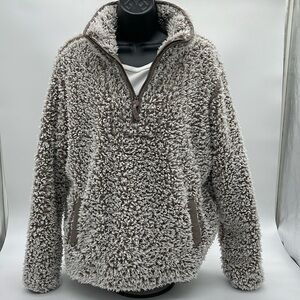 Altar'd State Teddy Bear Fleece Jacket Quarter Zip Pullover Medium Cream
Brown